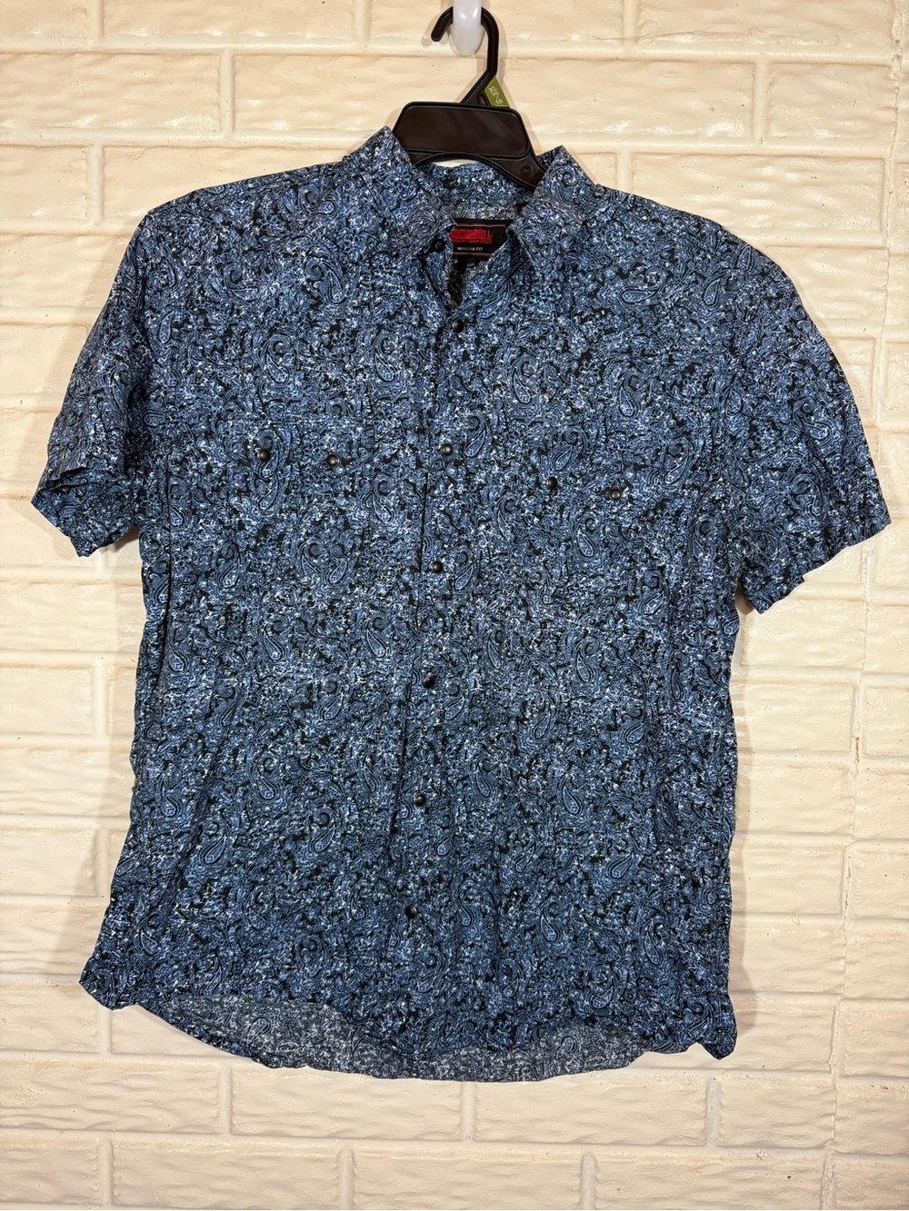 Rock & Roll Denim Men’s XL Blue Paisley Pearl Snap Western Shirt